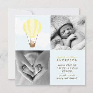 Auf, auf und ab! Yellow Balloon Baby Ankündigungen
