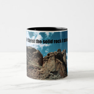 Auf Christus der solide Felsen stehe ich. Zweifarbige Tasse
