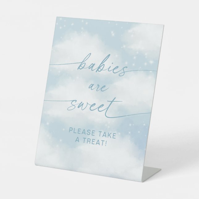 Auf Cloud 9 Babys sind süß und lebendig blau Sockelschild (Vorderseite)