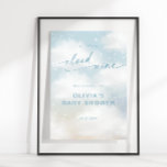 Auf Cloud 9 Dreamwolken Baby Dusche Blue Willkomme Poster<br><div class="desc">Traumhafte Aquarellwolken "We Are On Cloud Nine" Babydusche blaues Begrüßungsschild.</div>