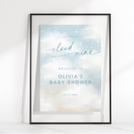 Auf Cloud 9 Dreamwolken Baby Dusche Blue Willkomme Poster