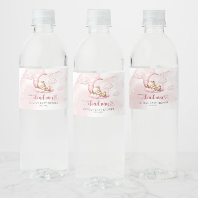 Auf Cloud 9 niedlich Pink Girl Baby Dusche (Flaschen)