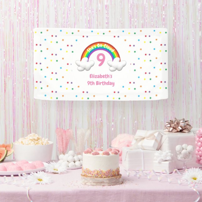 Auf Cloud 9! Rainbow Birthday Banner (Party)
