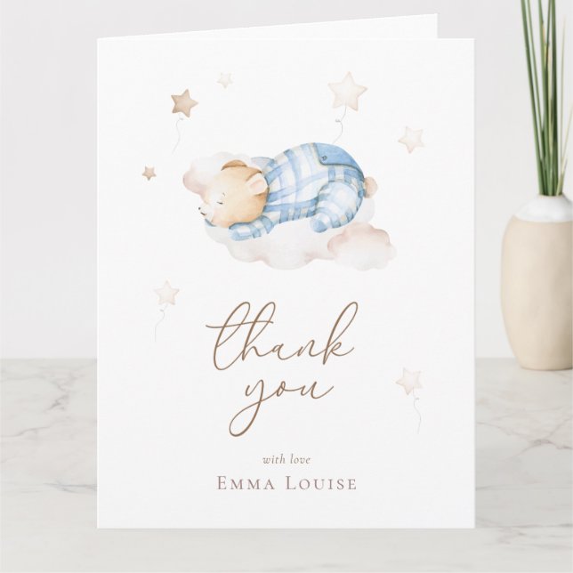 Auf Cloud Baby Dusche können wir Teddy Bear frühze Dankeskarte (Vorderseite)
