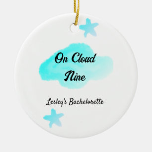 Auf Cloud neun pastellblauen Wolken Stern Bachelor Keramik Ornament