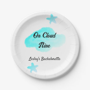 Auf Cloud neun pastellblauen Wolken Stern Bachelor Pappteller