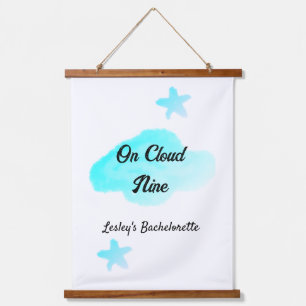 Auf Cloud neun pastellblauen Wolken Stern Bachelor Wandteppich Mit Holzrahmen