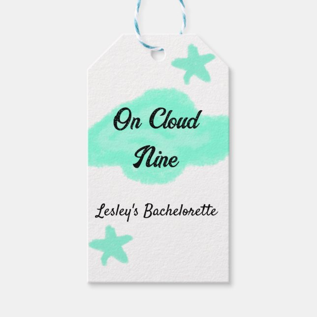 Auf Cloud neun pastellgrünen Wolken Stern Bachelor Geschenkanhänger (Vorderseite)