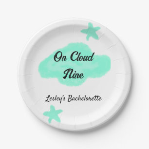 Auf Cloud neun pastellgrünen Wolken Stern Bachelor Pappteller