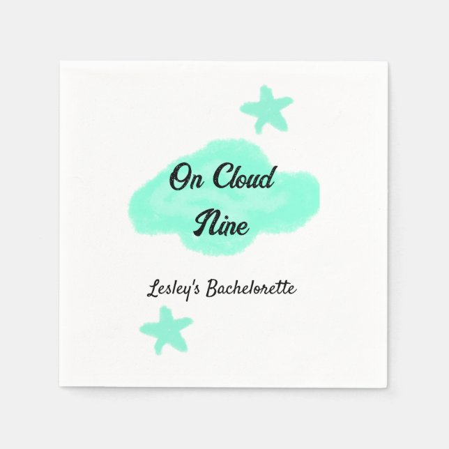 Auf Cloud neun pastellgrünen Wolken Stern Bachelor Serviette (Vorderseite)