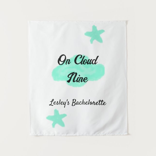 Auf Cloud neun pastellgrünen Wolken Stern Bachelor Wandteppich (Vorderseite)