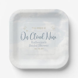 Auf Cloud Nine Elegant Dusty Blue Brautparty Pappteller