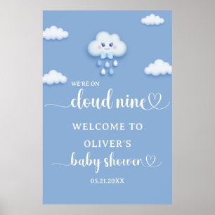 Auf Cloud Nine Modern Boy Baby Dusche Willkommen Poster