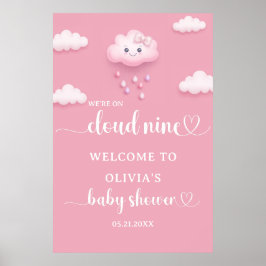 Auf Cloud Nine Modern Pink Baby Dusche Willkommen Poster