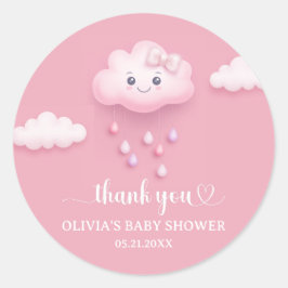 Auf Cloud Nine Modern Pink Girl Baby Dusche Runder Aufkleber