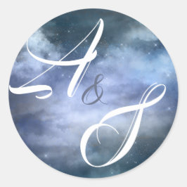 Auf Cloud Nine Wedding Runder Aufkleber