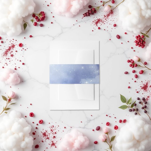 Auf Cloud Wine Brautparty Celestiry Starry Sky Einladungsbanderole (On Cloud Wine Bridal Shower Celestial Starry Sky Invitation Belly Band)