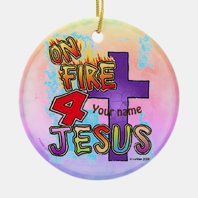 Auf das Christliche Kreuz Jesu Keramik Ornament (Vorne)