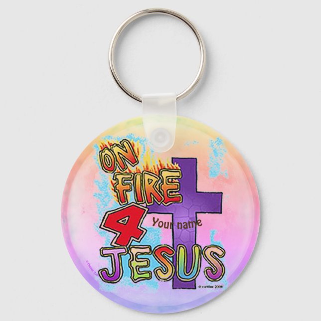 Auf das Christliche Kreuz Jesu Schlüsselanhänger (Vorderseite)
