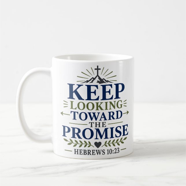 Auf das Versprechen gerichteten Blick bewahren Bib Kaffeetasse (Links)