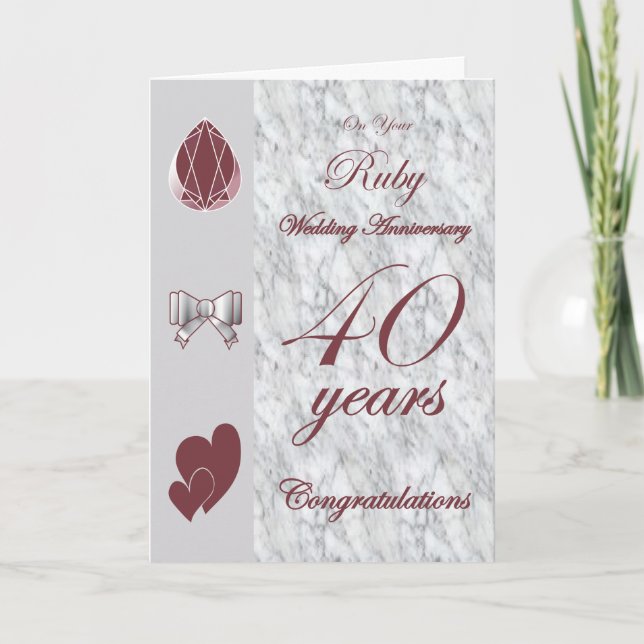 Auf deinem rubinischen Hochzeitstag Karte (Vorderseite)
