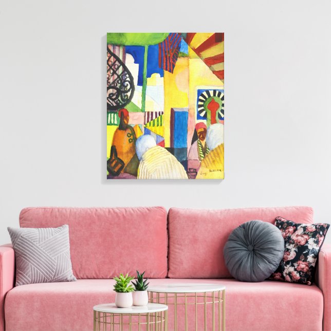 Auf dem Basar | Auguste Macke | Leinwanddruck (Insitu (Wohnzimmer))