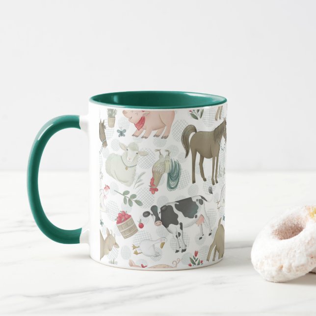 Auf dem Bauernhof Land Grüne Tasse (Mit Donut)