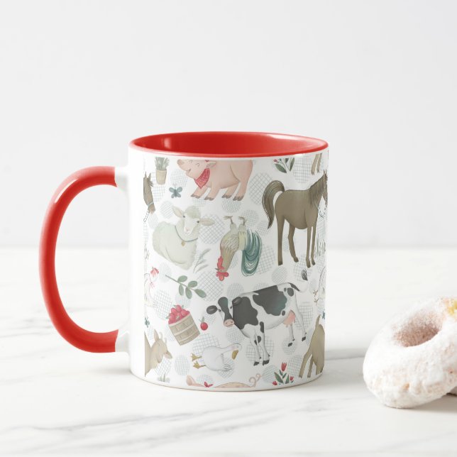 Auf dem Bauernhof Land Rot Tasse (Mit Donut)