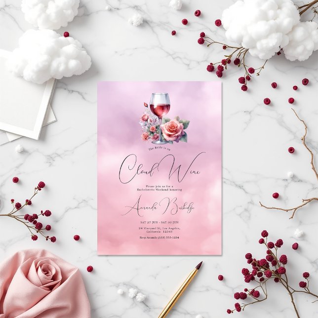 Auf dem Cloud Wine Bachelorette Wochenende Einladung (On Cloud Wine Bachelorette Weekend Invitation)