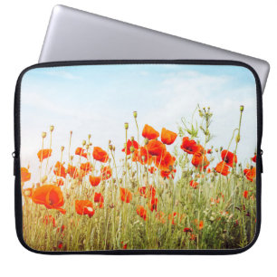 Auf dem Feld nahe Pappchen. Wilde Blume im Frühlin Laptopschutzhülle