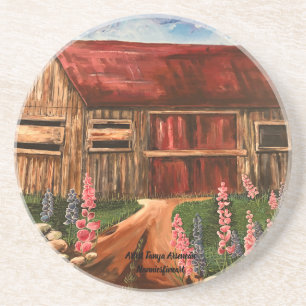 Auf dem Feld Rustikale Hütte Szene Blume Getränkeuntersetzer