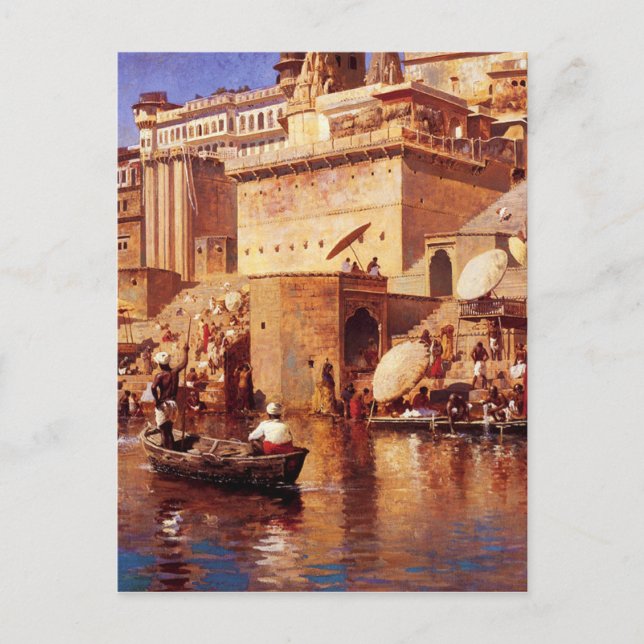 Auf dem Fluss Benares von Edwin Lord Weeks Postkarte (Vorderseite)