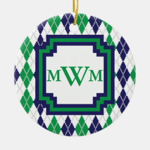 Auf dem grünen Argyle-Ornament Keramikornament