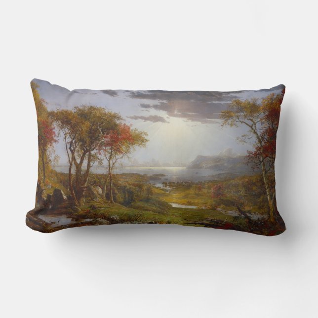 Auf dem Hudson 1860 (Öl auf Leinwand) Lendenkissen (Vorderseite)