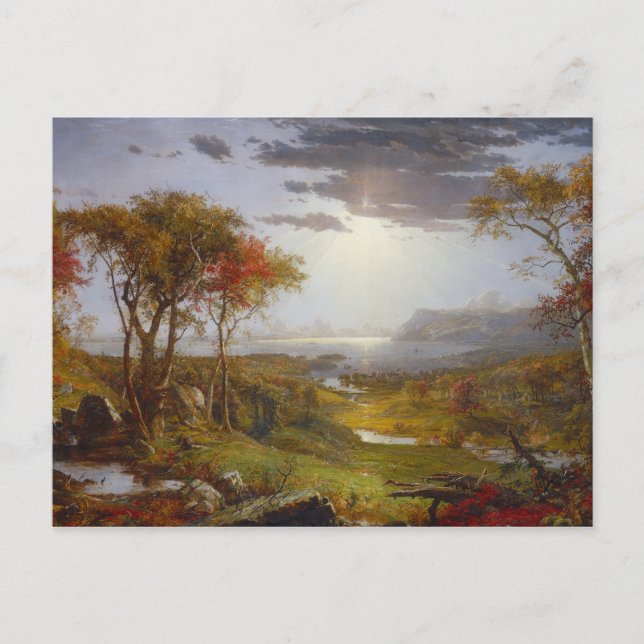 Auf dem Hudson River, 1860 (Öl auf Leinwand) Postkarte (Vorderseite)