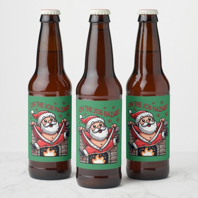 Auf dem Job Hazard Santa on Fire Bierflaschenetikett (Flaschen)