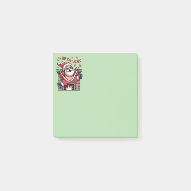 Auf dem Job Hazard Santa on Fire Post-it Klebezettel (Vorderseite)