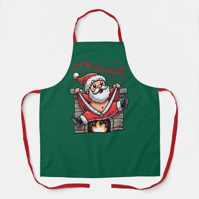 Auf dem Job Hazard Santa on Fire Schürze (Vorderseite)