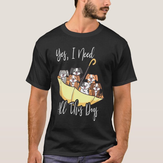 Auf dem Kopf befüllter Regenschirm mit Hunden T-Shirt (Vorderseite)