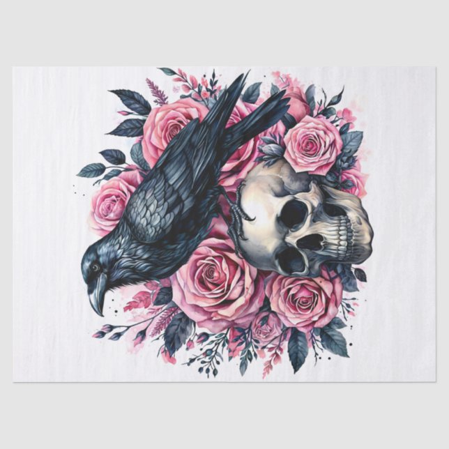 Auf dem Kopf mit rosa Rosen Seidenpapier (Vorderseite)