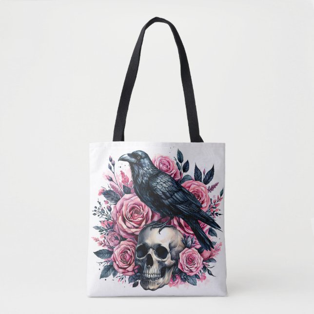 Auf dem Kopf mit rosa Rosen Tasche (Vorderseite)
