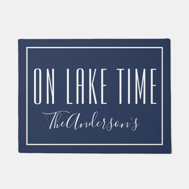 Auf dem Lake Time Personalisiert Blue White Doorma Fußmatte (Vorderseite)
