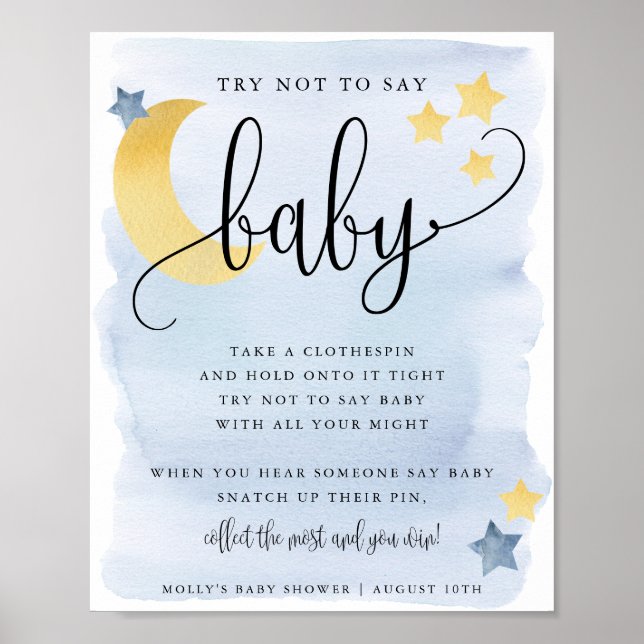 Auf dem Mond, blau sagt kein Baby-Spiel Poster (Vorne)