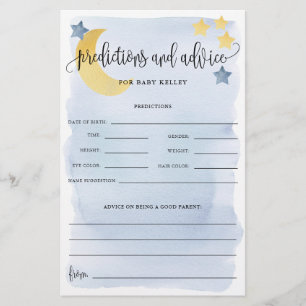 Auf dem Mond, Blue Baby Predictions Paper Card Flyer