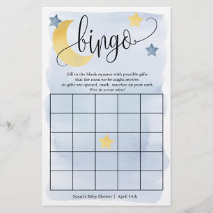 Auf dem Mond, Blue Stars Bingo Paper Game Card Flyer