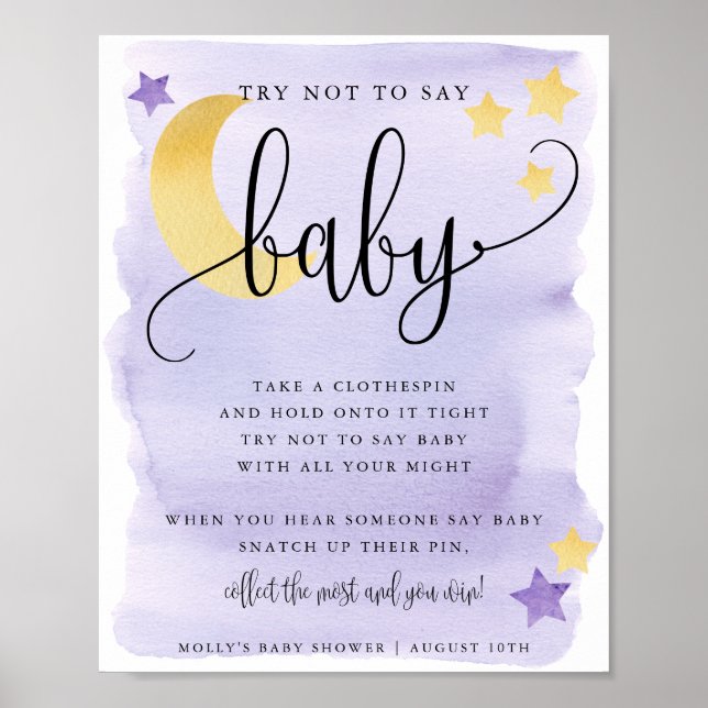 Auf dem Mond, Lila nicht Baby Game sagen Poster (Vorne)