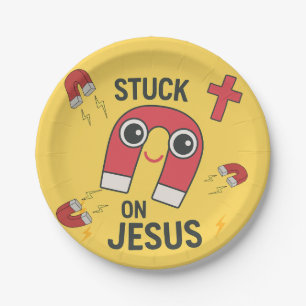 Auf dem Party Jesu-Christlicher Kinder feststecken Pappteller