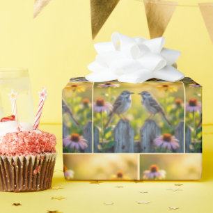 auf dem Picketzaun gehaltene Sparrow Geschenkpapier