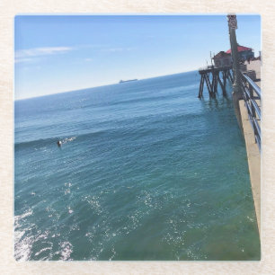 Auf dem Pier, Huntington Beach, Kalifornien Glasuntersetzer