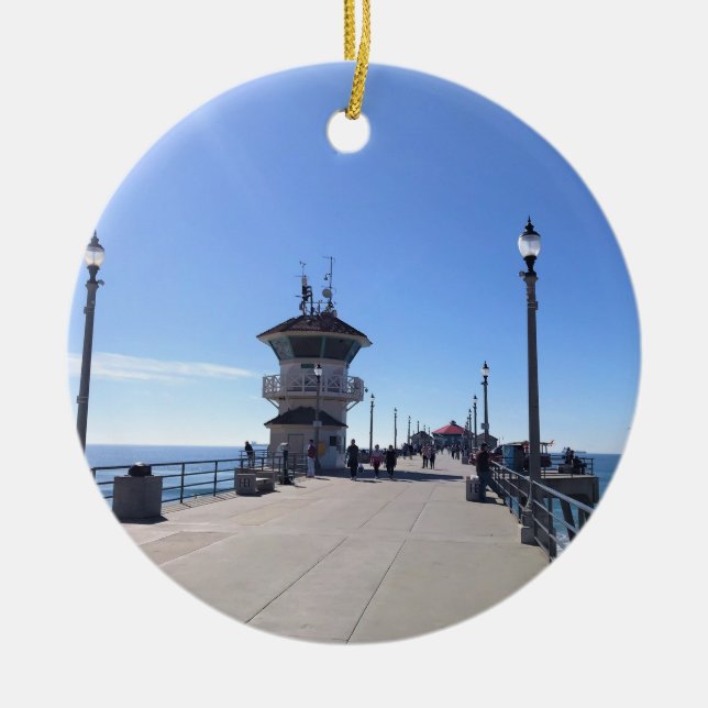 Auf dem Pier, Huntington Beach, Kalifornien Keramik Ornament (Vorne)